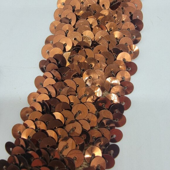 NWT Sequin Boho Statement Copper Color Stretch Lake Shore Drive Belt‎ Sz S/M NEW - Picture 3 of 4